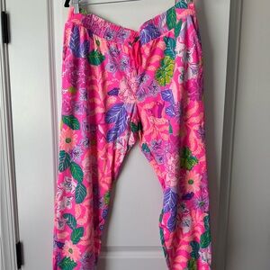 Lilly Pulitzer Pink and Green Floral Lux Pants